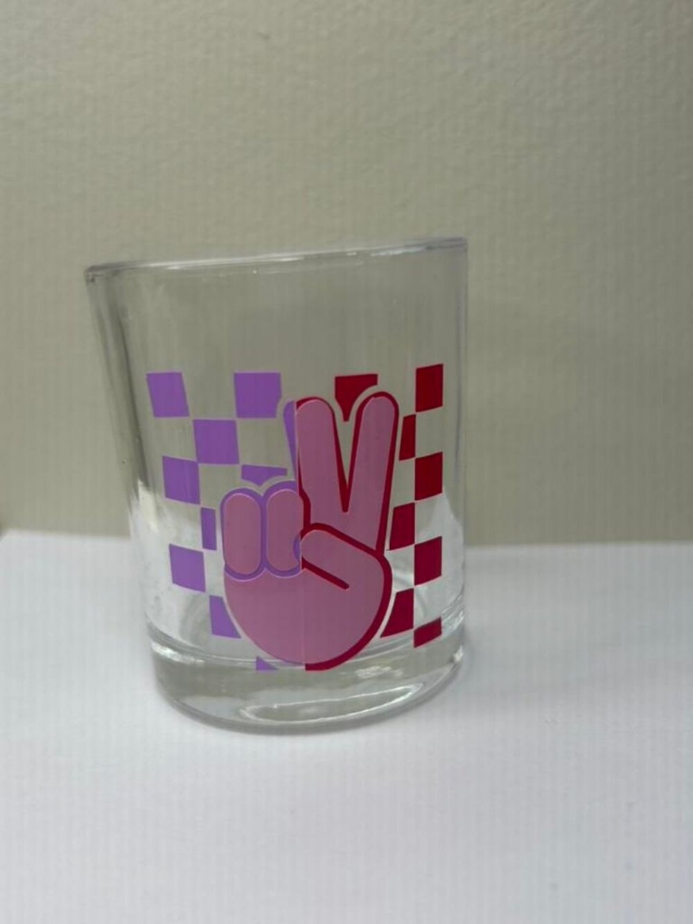 Checkered Peace Sign Shot Glass
